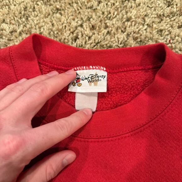 Walt Disney World Red Mickey Mouse Sweatshirt Embossed Embroidered Graphic - Picture 2 of 7
